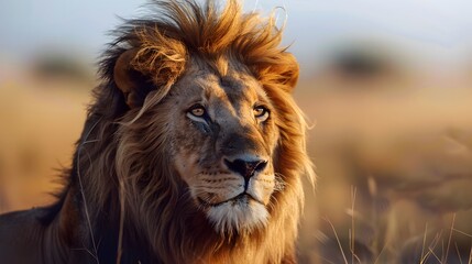 Male lion from the Kgalagadi desert facial portrait in fine art. Panthera leo. 