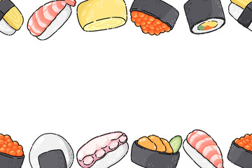 Japanese food illustration, sushi background,