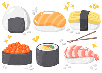 Japanese food illustration. Japanese food Collection Illustration.