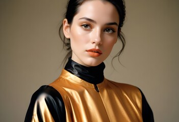 Obraz premium Beautiful elegant woman front view photo