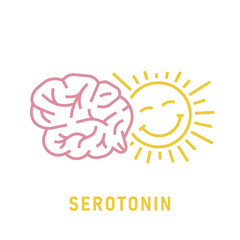 Serotonin icon in outline style. Mood stabilizer sign.