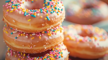Stacked Donuts with Colorful Sprinkles