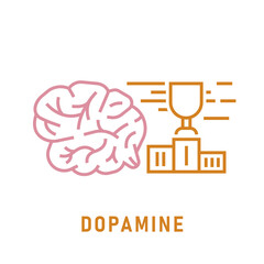 Dopamine icon in outline style. Happy hormone sign.