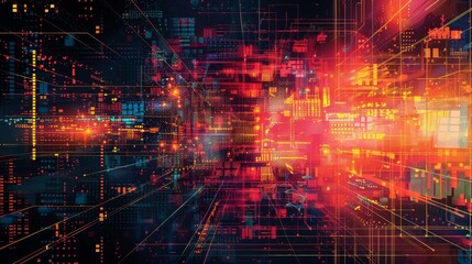 Fototapeta premium Digital Grid Design: An illustration showcasing the design aspect of digital grids