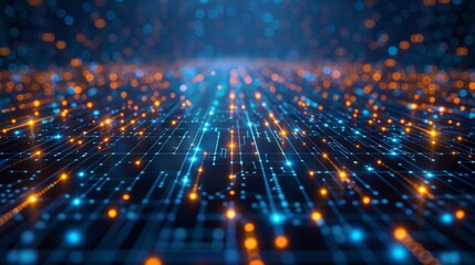 Fototapeta premium Digital Grid Network: A 3D illustration of a digital grid representing a network