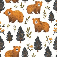 Obraz premium bears pattern in simple style. ai generated