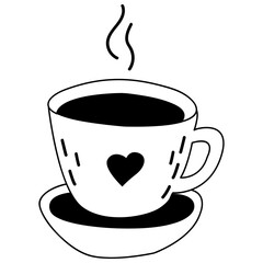 cup of coffee with heart doodle illustration