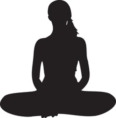 Silhouette of a girl doing yoga on transparent background