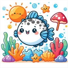 Fototapeta premium Cute Fish Vector Image