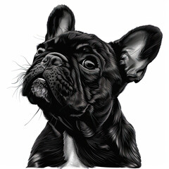 Obraz premium A black and white drawing of a french bulldog dog