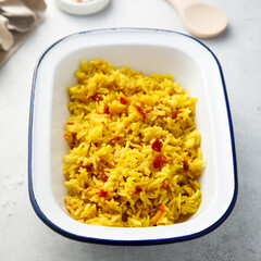 Spicy vegan rice with vegetables	