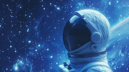 Astronaut in outer space with starry background, futuristic exploration concept