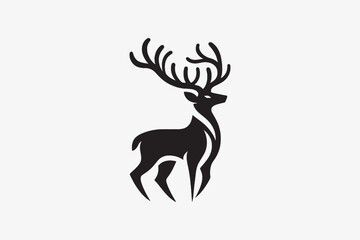Deer logo silhouette vector style with white background