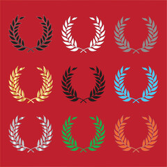 laurel wreath  collection, leaves,laurel wreath, various colour laurel wreath