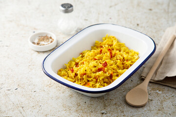 Spicy vegan rice with vegetables	