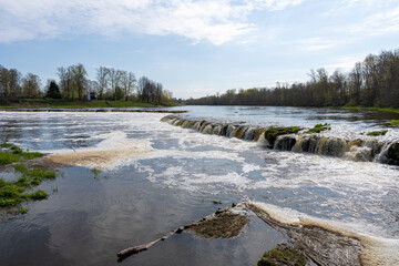 Venta Rapid (Ventas Rumba) waterfall in spring in Kuldiga, Latvia