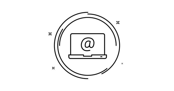 Laptop with e-mail 2d animated outline icon with alpha channel. Laptop with e-mail rotation appearance 4k motion design animation for web, mobile and ui design