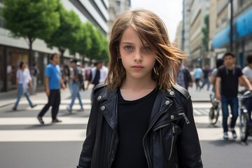 Fototapeta premium She is the center of attention, and the scene is bustling with activity