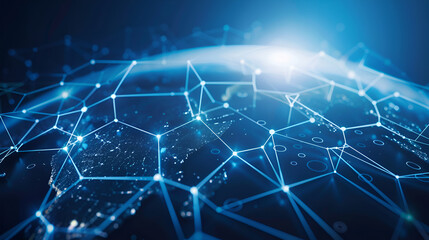 Fototapeta premium Internet connection technology concept. Cloud computing, neural communications of a supercomputer. Background from triangles connecting dots and lines. Cybersecurity concept 