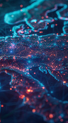 global networks on a map, created with generative AI technology