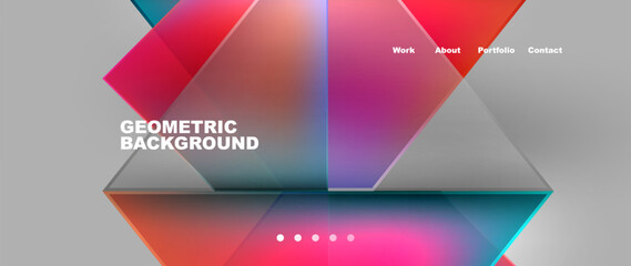 Flowing bright neon gradients geometric abstract background with triangles and lines. Fluid color pattern of color liquid gradient background for wallpaper, banner, background, card, landing page