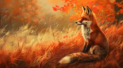 Cute Red Fox, Vulpes vulpes, fall forest. Beautiful animal in the nature habitat. Orange fox, detail portrait, Czech. Wildlife scene from the wild nature. Red fox running in orange autumn leaves. 