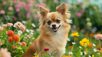a funny dog in a garden