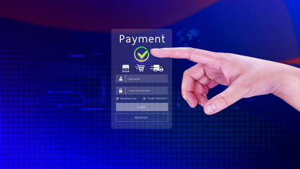 Digital online payment concept, Business with online payment and shopping online payment, banking, Online Money Transfer Confirmed, Concept online banking, payment transfer.