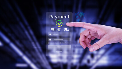 Digital online payment concept, Business with online payment and shopping online payment, banking, Online Money Transfer Confirmed, Concept online banking, payment transfer.