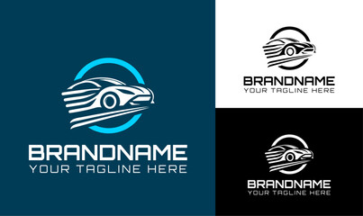 Modern Automotive Logo Design with Speeding Car graphic