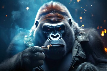 Obraz premium Cell phone, video call, gorilla, monkey, high-definition live action, mobile phone game