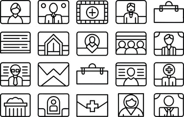 visit icon set . editable stroke outline icons set. vector illustration.
