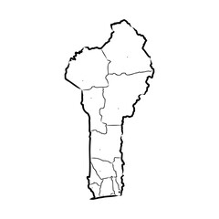 Benin country thick black outline silhouette. Simplified map. Vector icon isolated on white background.