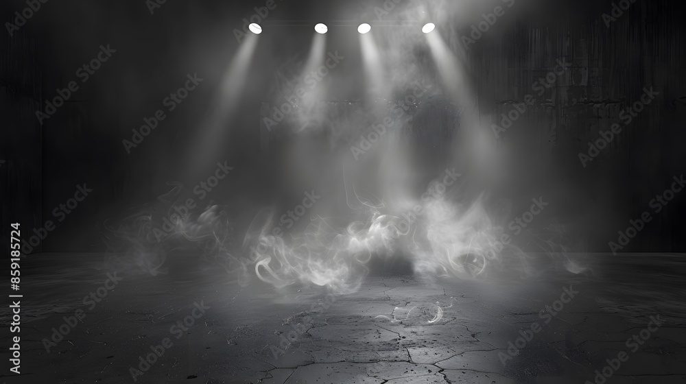 Canvas Prints Abstract technology background, Empty dark cement floor, studio room with smoke floating up the interior texture, wall background, spotlights, laser light, digital future technology concept.