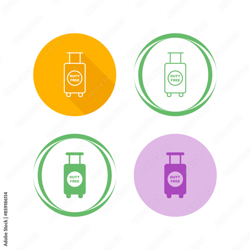 Sticker duty free luggage vector icon