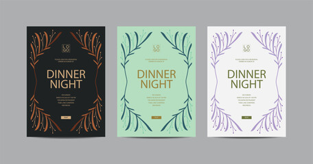 Floral Elegant Dinner Night Invitation Vector