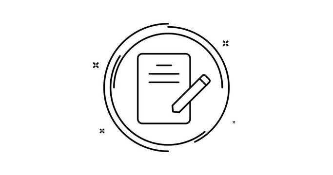 Document write 2d animated outline icon with alpha channel. Document write rotation appearance 4k motion design animation for web, mobile and ui design