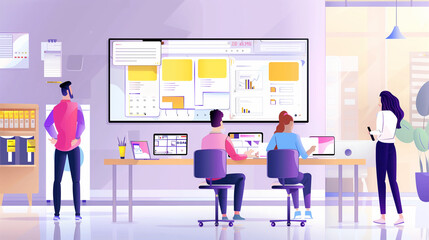 meeting in the office, Employees, brainstorming, communication, brainstorming