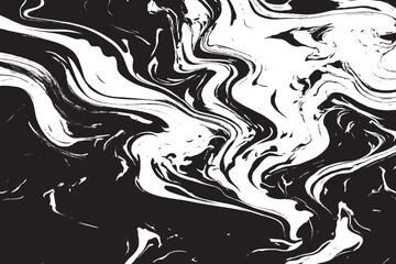 Elegant Black Marble Ink Texture with Acrylic Painted Waves - Luxurious Wallpaper and Wall Tile Pattern