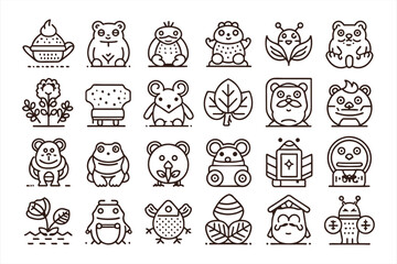 frog icon set editable stroke outline icons set. vector illustration.
