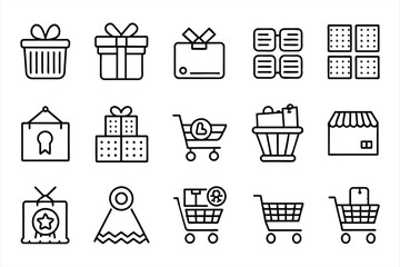E-Commerce set of web icons in line style.