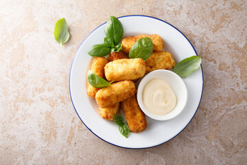 Traditional homemade croquettes with sauce