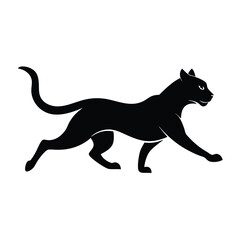 Silhouette of a cat running on a white background.