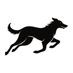  silhouette wolf running vector illustration isolated on white background