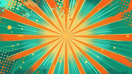 Abstract Sunburst Background with Teal and Orange Tones
