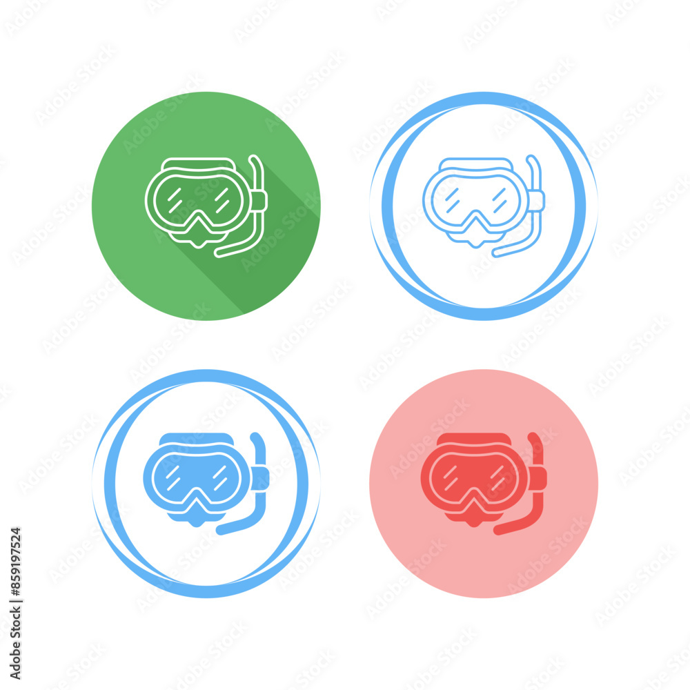 Sticker diving mask vector icon