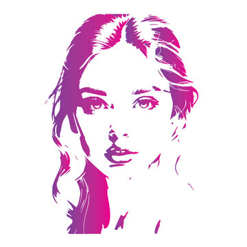 stencil of a girl on a transparent background, the ability to change color and size. Gallagrasma, color gradient, bright stencil, sticker. A design element, a pattern for fabric. Illustrations and vec