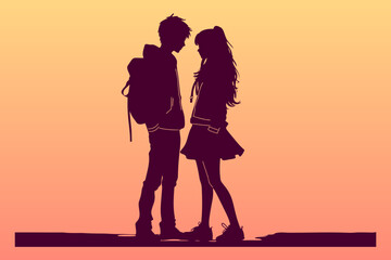 Anime couple silhouette