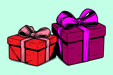 Gift boxes with ribbon