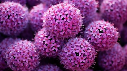 Allium flowers background. Vibrant purple allium flowers in full bloom, showcasing their spherical shape and intricate petal patterns. Full screen filled.